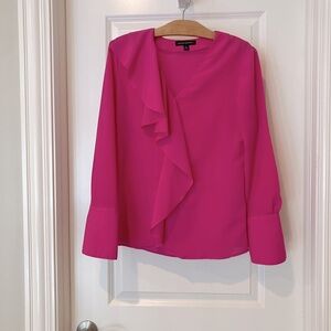 Hot pink- blouse- ruffle detail- small-BR